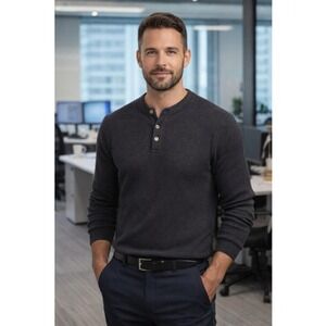 Men's Robert Banks Textured Knit Pullover Sweater | Charcoal Gray |‎ Size L